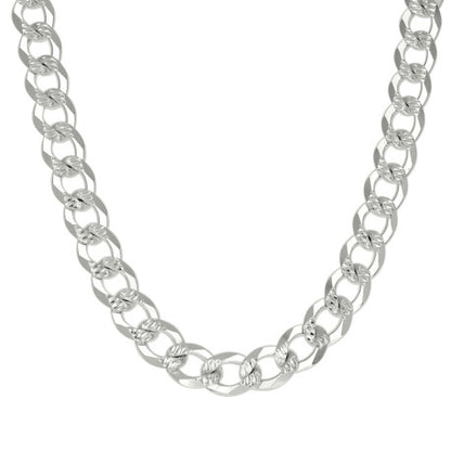 925 Silver Solid Pave Super Flat Cuban Chain 10.8M