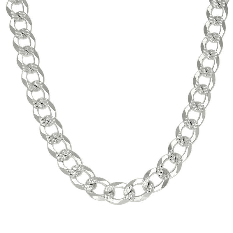 925 Silver Solid Pave Super Flat Cuban Chain 10.8M