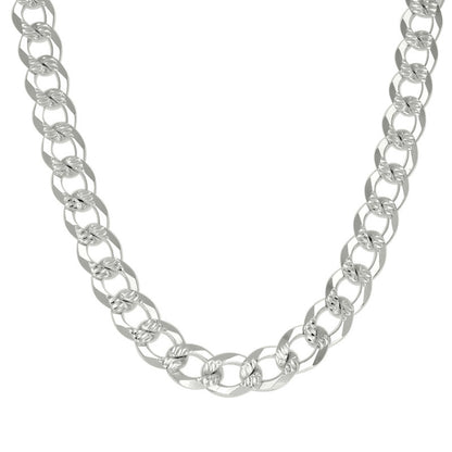 925 Silver Solid Pave Super Flat Cuban Chain 10.8M