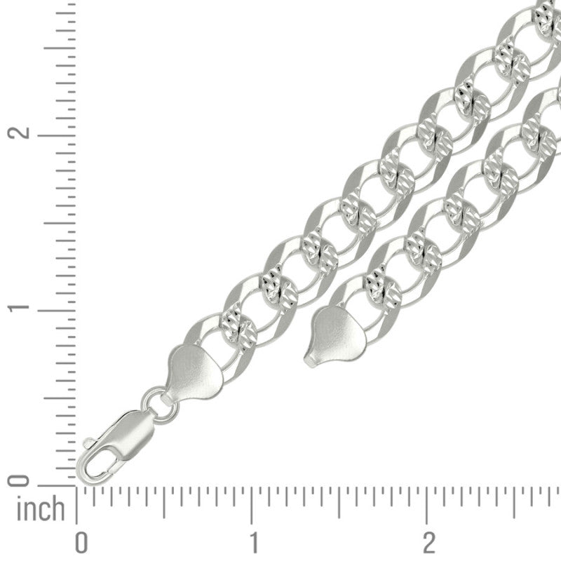 925 Silver Solid Pave Super Flat Cuban Chain 10.8M