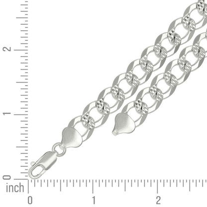925 Silver Solid Pave Super Flat Cuban Chain 10.8M