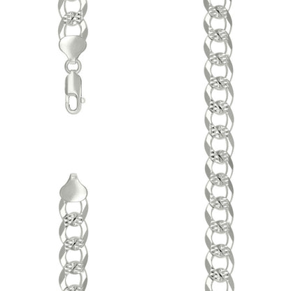925 Silver Solid Pave Super Flat Cuban Chain 10.8M