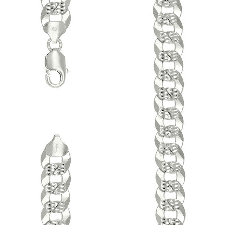 925 Silver Solid Pave Super Flat Cuban Chain 13.7mm