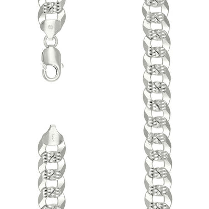 925 Silver Solid Pave Super Flat Cuban Chain 13.7mm