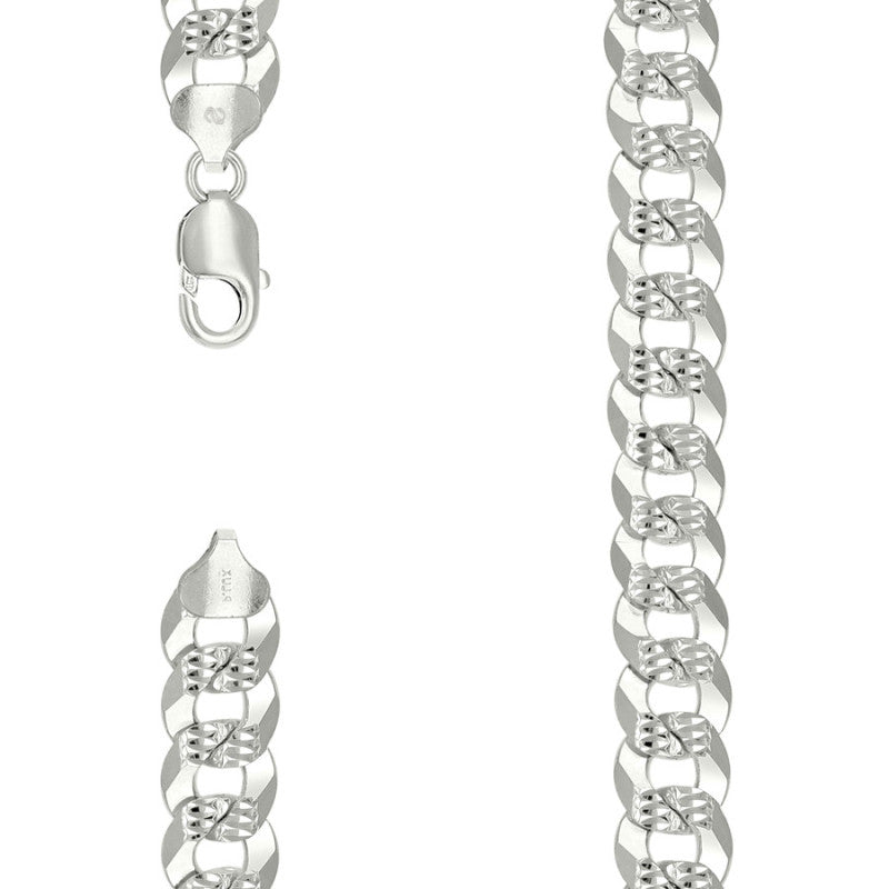 925 Silver Solid Pave Super Flat Cuban Chain 13.7mm