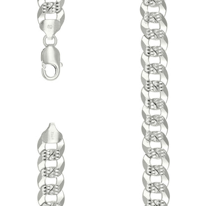 925 Silver Solid Pave Super Flat Cuban Chain 13.7mm