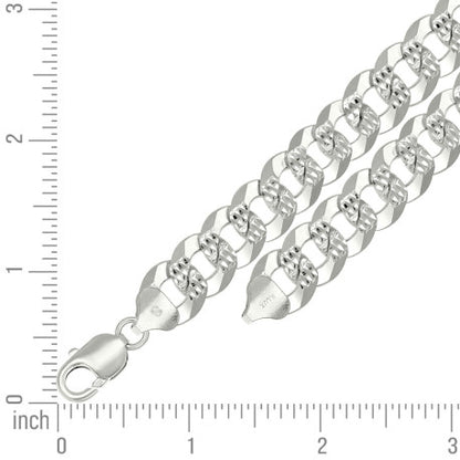925 Silver Solid Pave Super Flat Cuban Chain 13.7mm