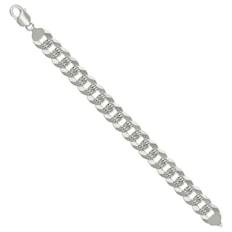 925 Silver Solid Pave Super Flat Cuban Chain 13.7mm