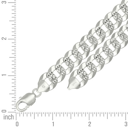 925 Silver Solid Pave Super Flat Cuban Chain 13.7mm