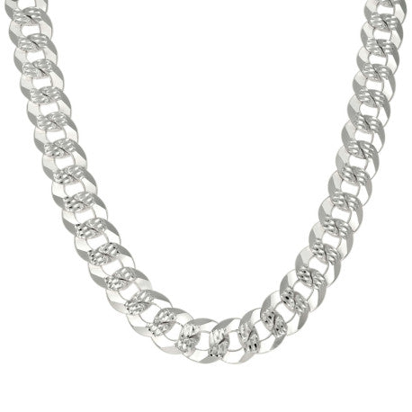 925 Silver Solid Pave Super Flat Cuban Chain 13.7mm