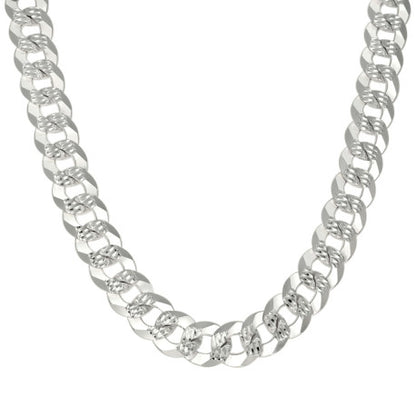 925 Silver Solid Pave Super Flat Cuban Chain 13.7mm