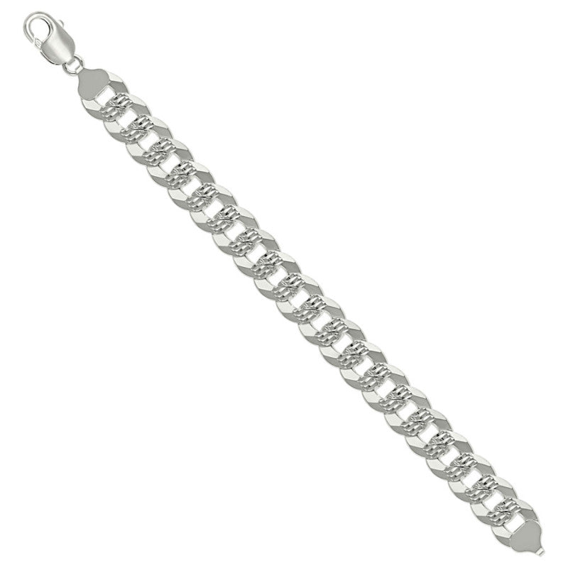 925 Silver Solid Pave Super Flat Cuban Chain 13.7mm