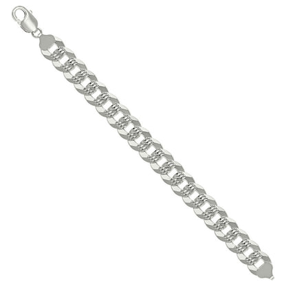 925 Silver Solid Pave Super Flat Cuban Chain 13.7mm