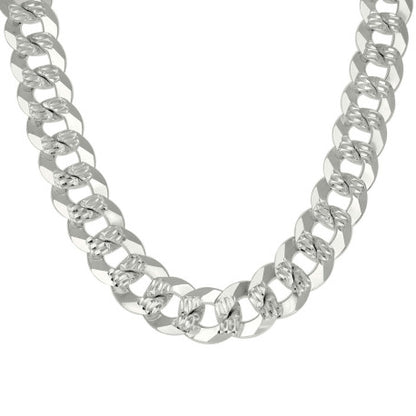 925 Silver Solid Pave Super Flat Cuban Chain 16mm