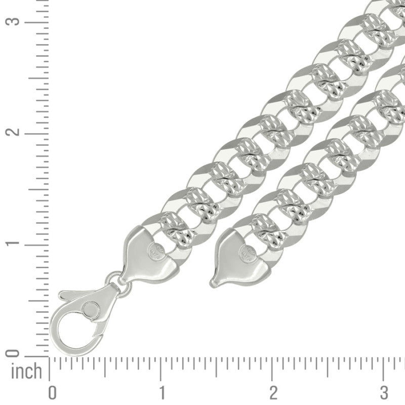 925 Silver Solid Pave Super Flat Cuban Chain 16mm