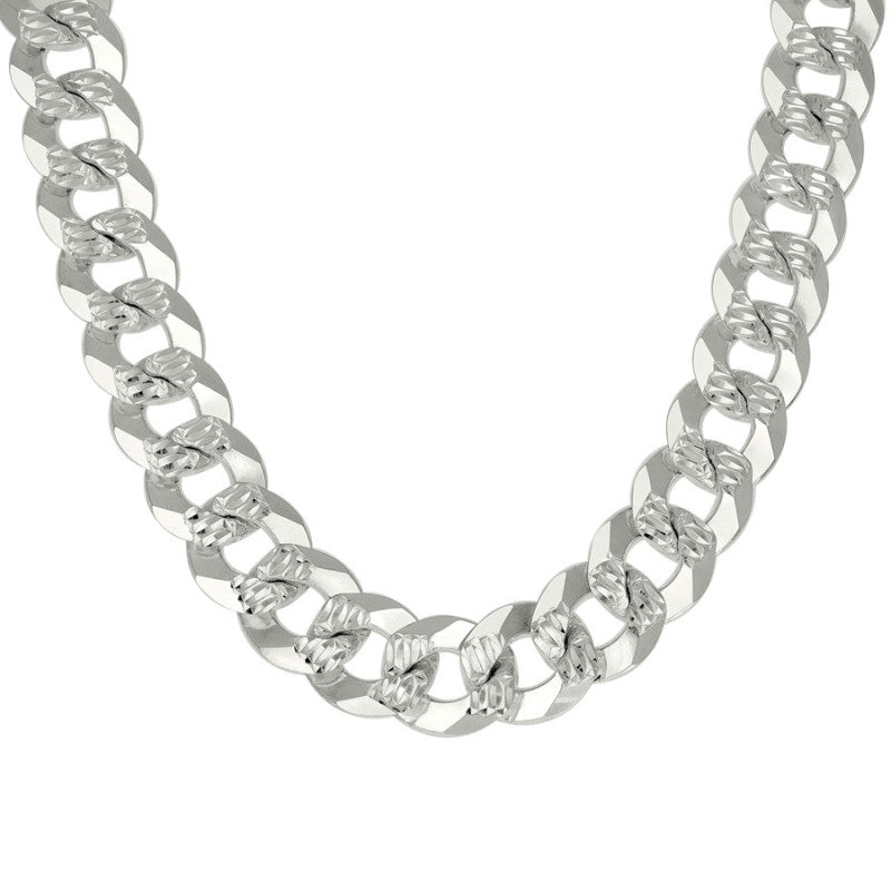 925 Silver Solid Pave Super Flat Cuban Chain 16mm