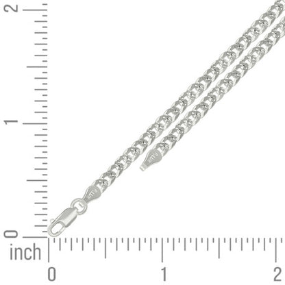 925 Silver Solid Pave Super Flat Cuban Chain 3.7mm