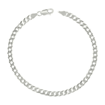 925 Silver Solid Pave Super Flat Cuban Chain 3.7mm