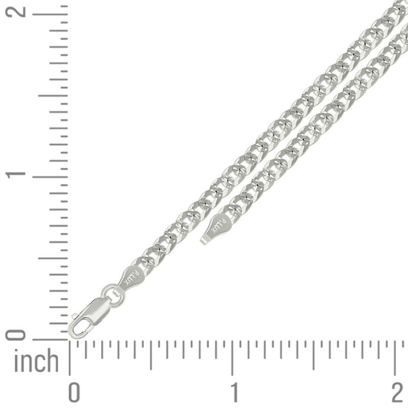 925 Silver Solid Pave Super Flat Cuban Chain 3.7mm