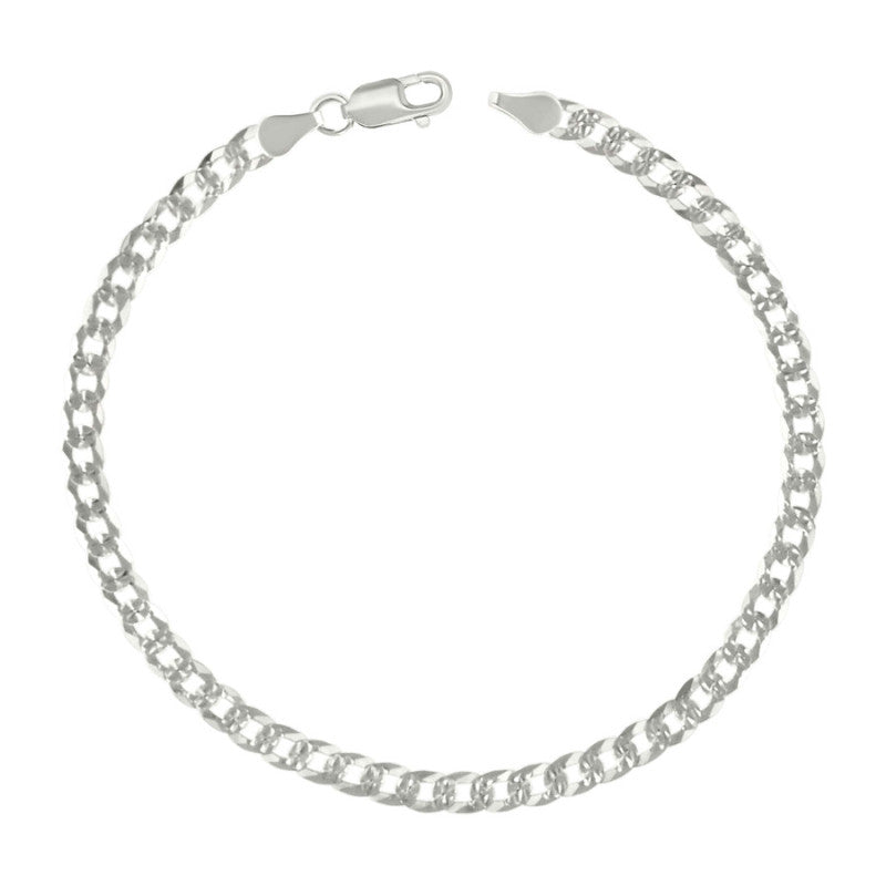 925 Silver Solid Pave Super Flat Cuban Chain 3.7mm