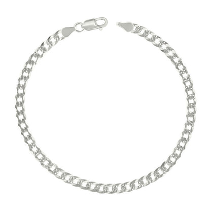 925 Silver Solid Pave Super Flat Cuban Chain 3.7mm