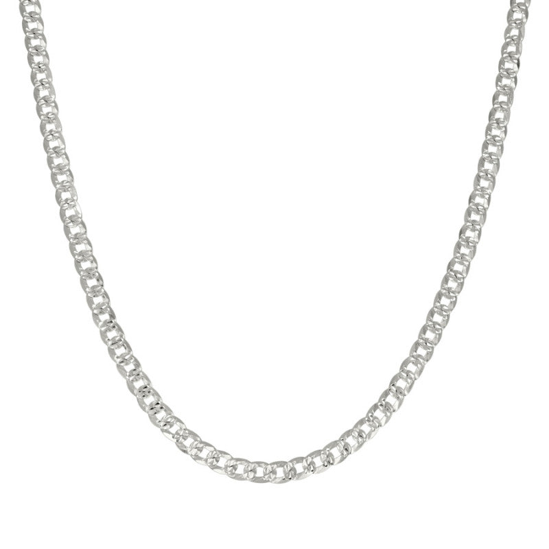 925 Silver Solid Pave Super Flat Cuban Chain 3.7mm