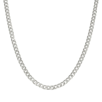 925 Silver Solid Pave Super Flat Cuban Chain 3.7mm