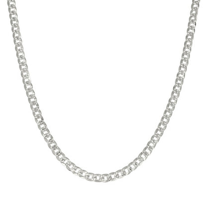 925 Silver Solid Pave Super Flat Cuban Chain 3.7mm
