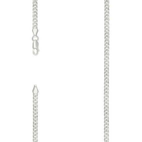 925 Silver Solid Pave Super Flat Cuban Chain 3mm