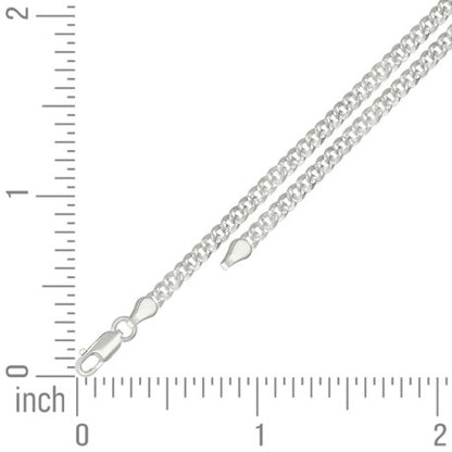 925 Silver Solid Pave Super Flat Cuban Chain 3mm