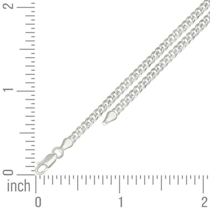 925 Silver Solid Pave Super Flat Cuban Chain 3mm