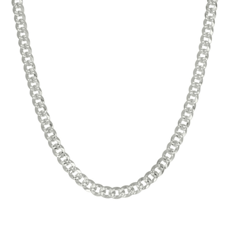 925 Silver Solid Pave Super Flat Cuban Chain 5.2mm