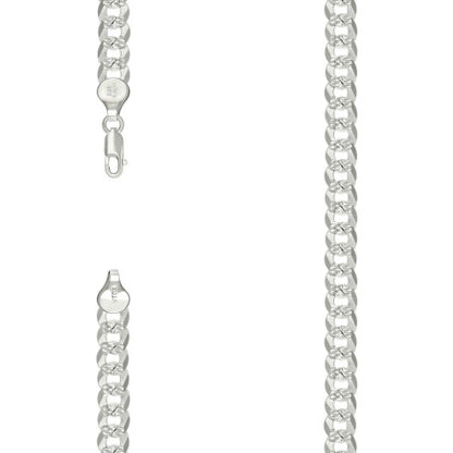 925 Silver Solid Pave Super Flat Cuban Chain 7.2mm