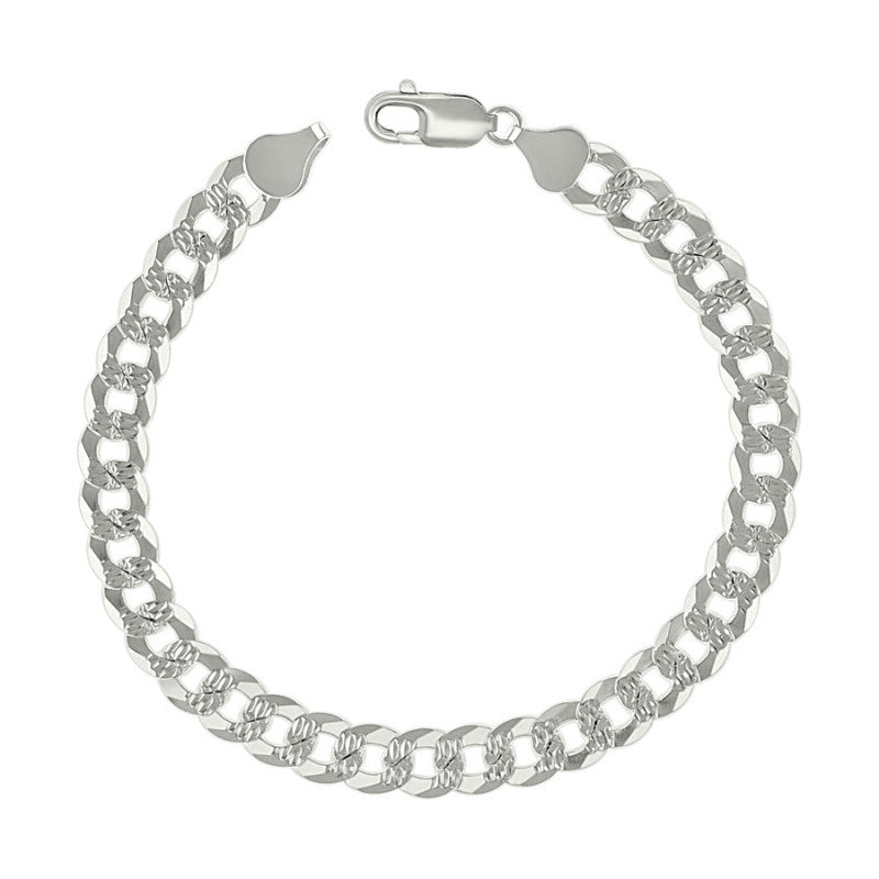 925 Silver Solid Pave Super Flat Cuban Chain 7.2mm
