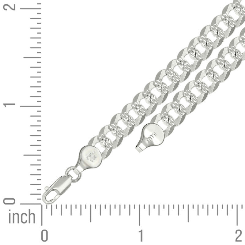 925 Silver Solid Pave Super Flat Cuban Chain 7.2mm