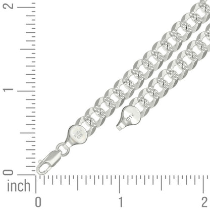 925 Silver Solid Pave Super Flat Cuban Chain 7.2mm