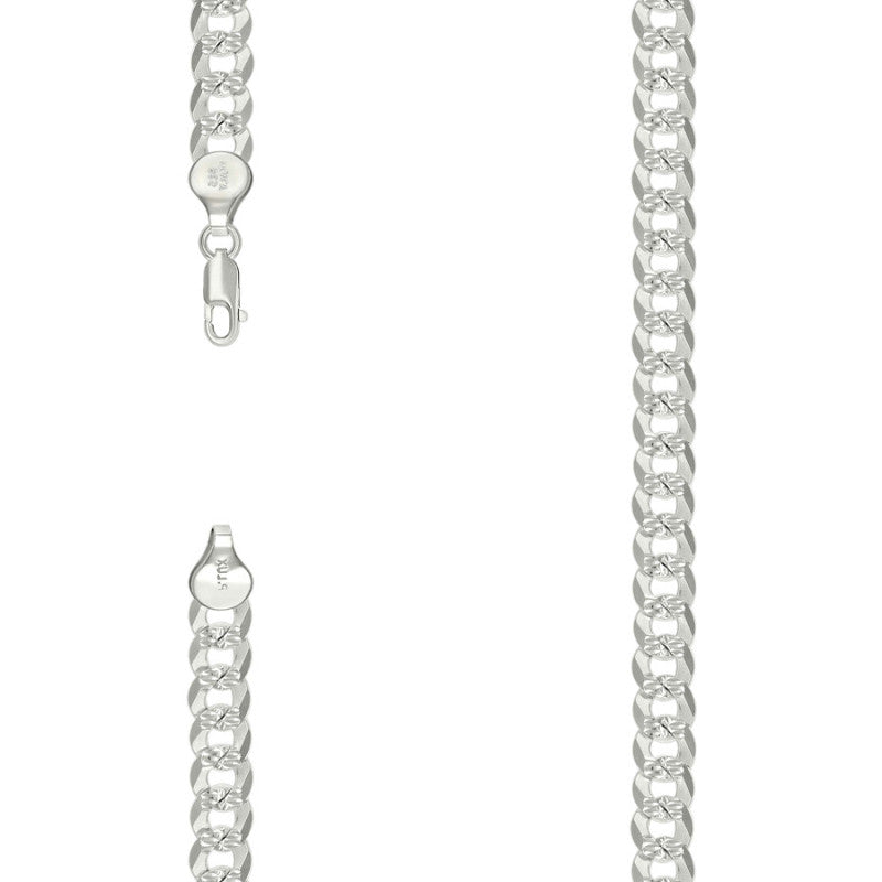 925 Silver Solid Pave Super Flat Cuban Chain 7.2mm