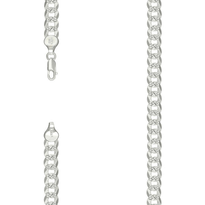 925 Silver Solid Pave Super Flat Cuban Chain 7.2mm