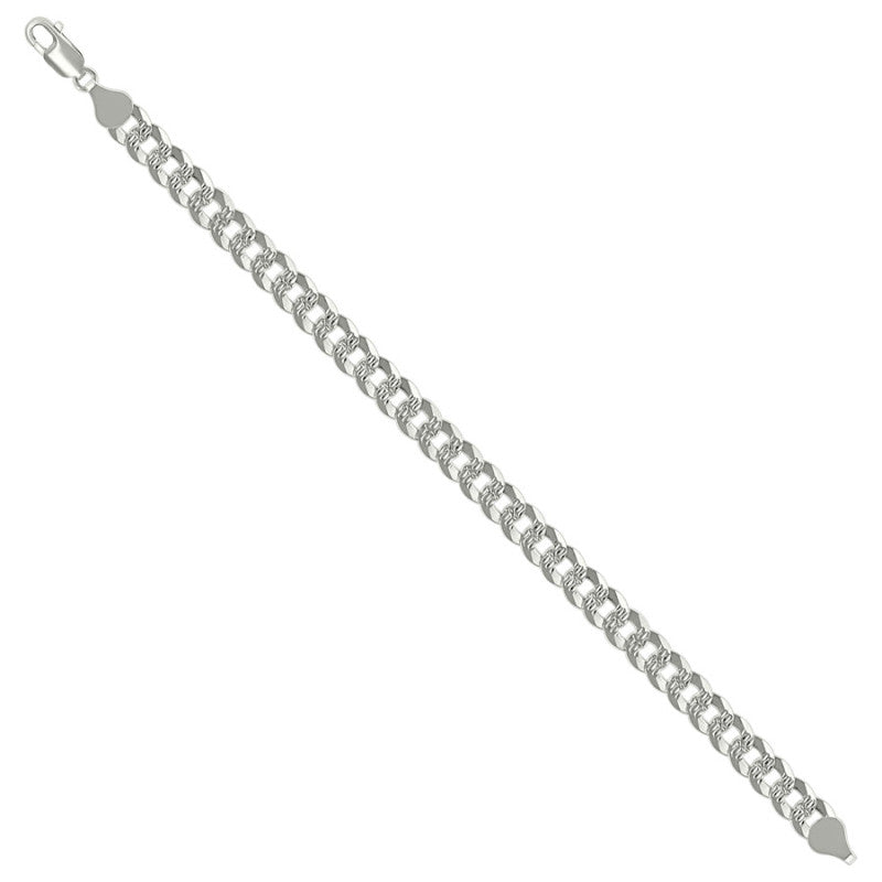 925 Silver Solid Pave Super Flat Cuban Chain 7.2mm