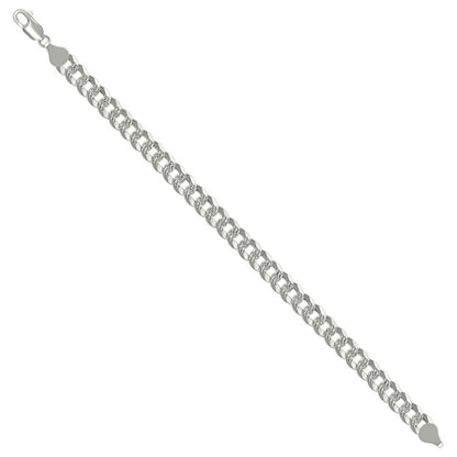 925 Silver Solid Pave Super Flat Cuban Chain 7.2mm