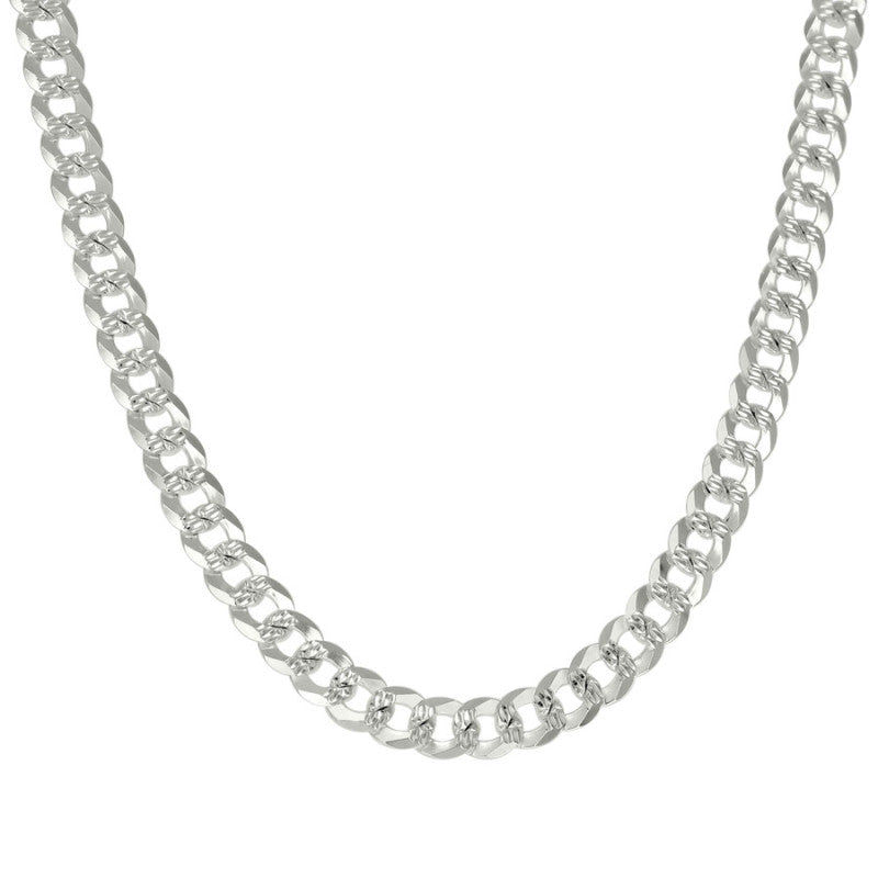 925 Silver Solid Pave Super Flat Cuban Chain 7.2mm
