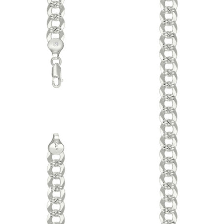 925 Silver Solid Pave Super Flat Cuban Chain 7.8mm