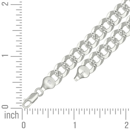 925 Silver Solid Pave Super Flat Cuban Chain 7.8mm