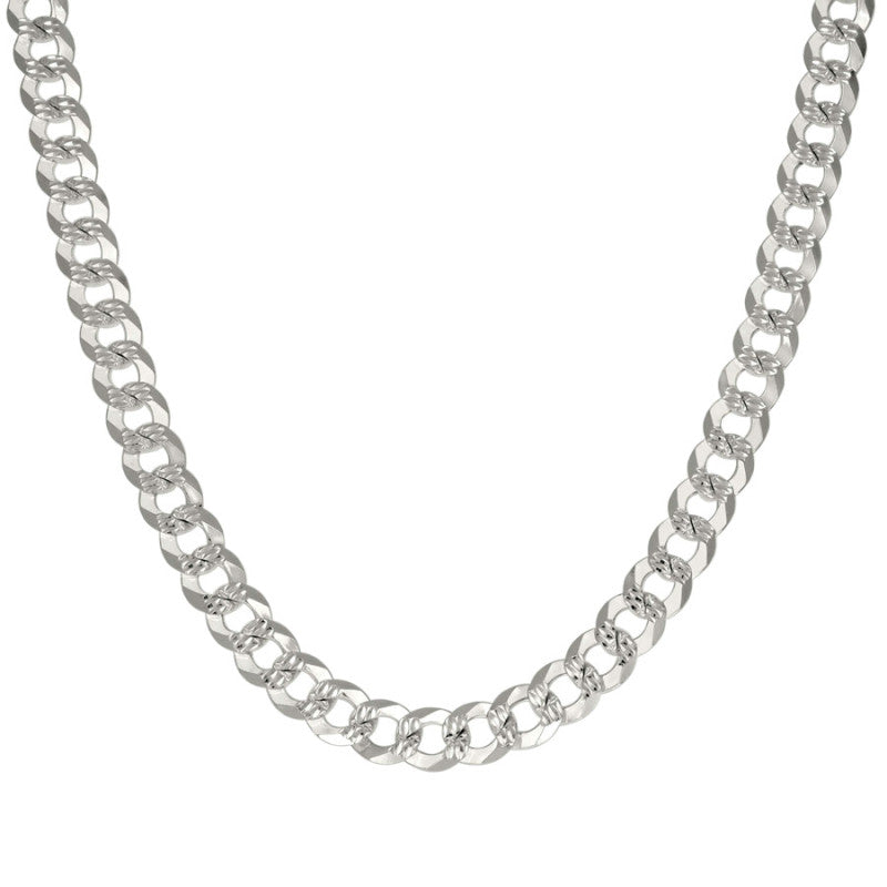925 Silver Solid Pave Super Flat Cuban Chain 7.8mm