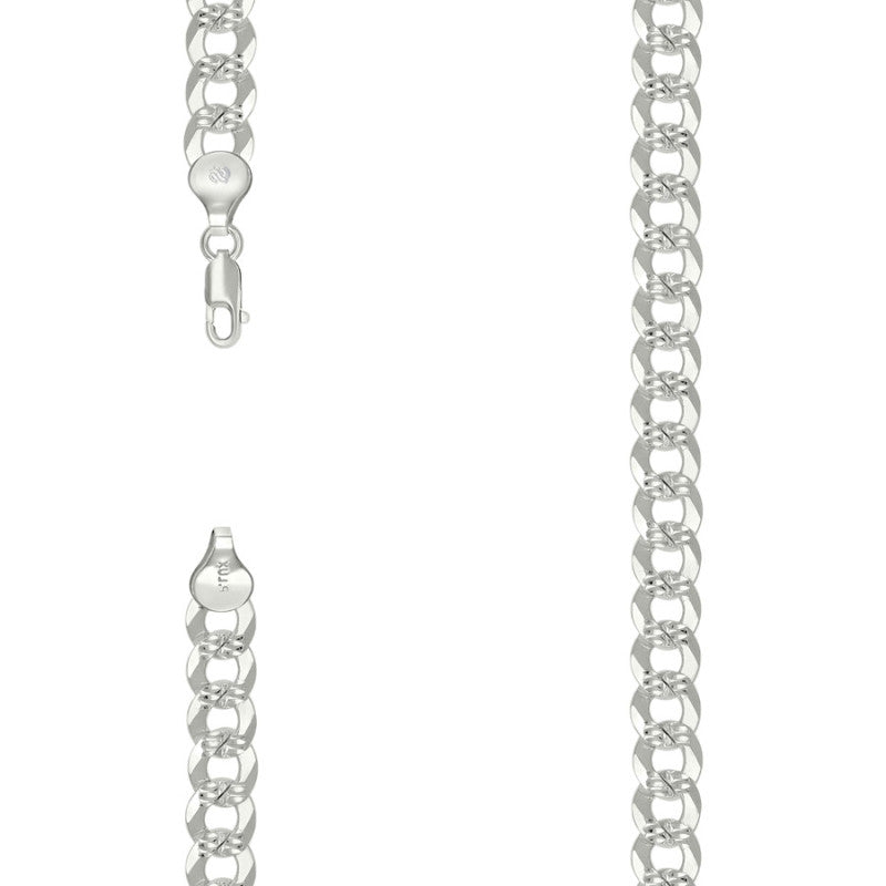 925 Silver Solid Pave Super Flat Cuban Chain 7.8mm