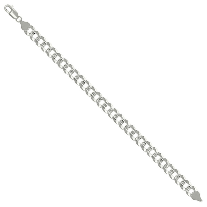 925 Silver Solid Pave Super Flat Cuban Chain 7.8mm