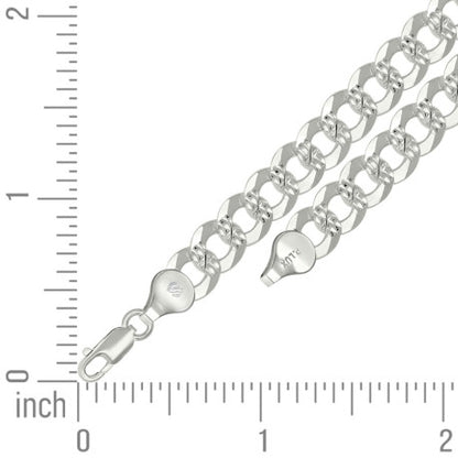 925 Silver Solid Pave Super Flat Cuban Chain 7.8mm