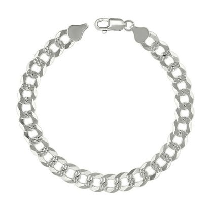 925 Silver Solid Pave Super Flat Cuban Chain 7.8mm