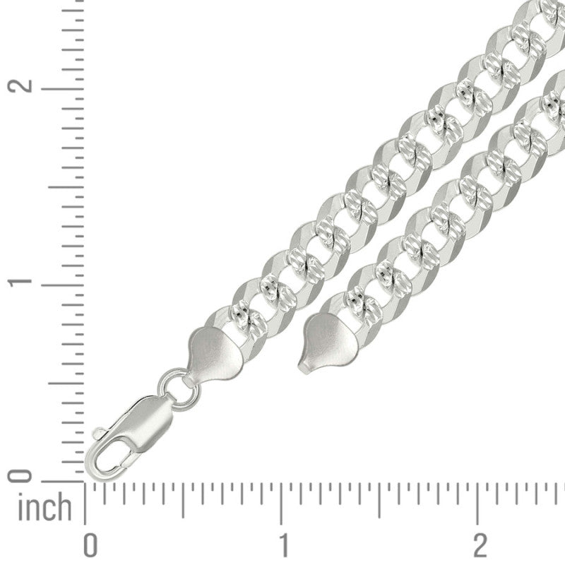 925 Silver Solid Pave Super Flat Cuban Chain 8.6mm