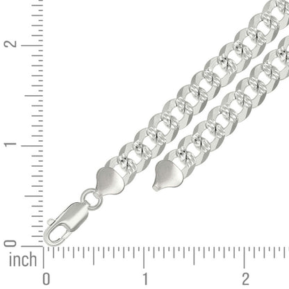 925 Silver Solid Pave Super Flat Cuban Chain 8.6mm